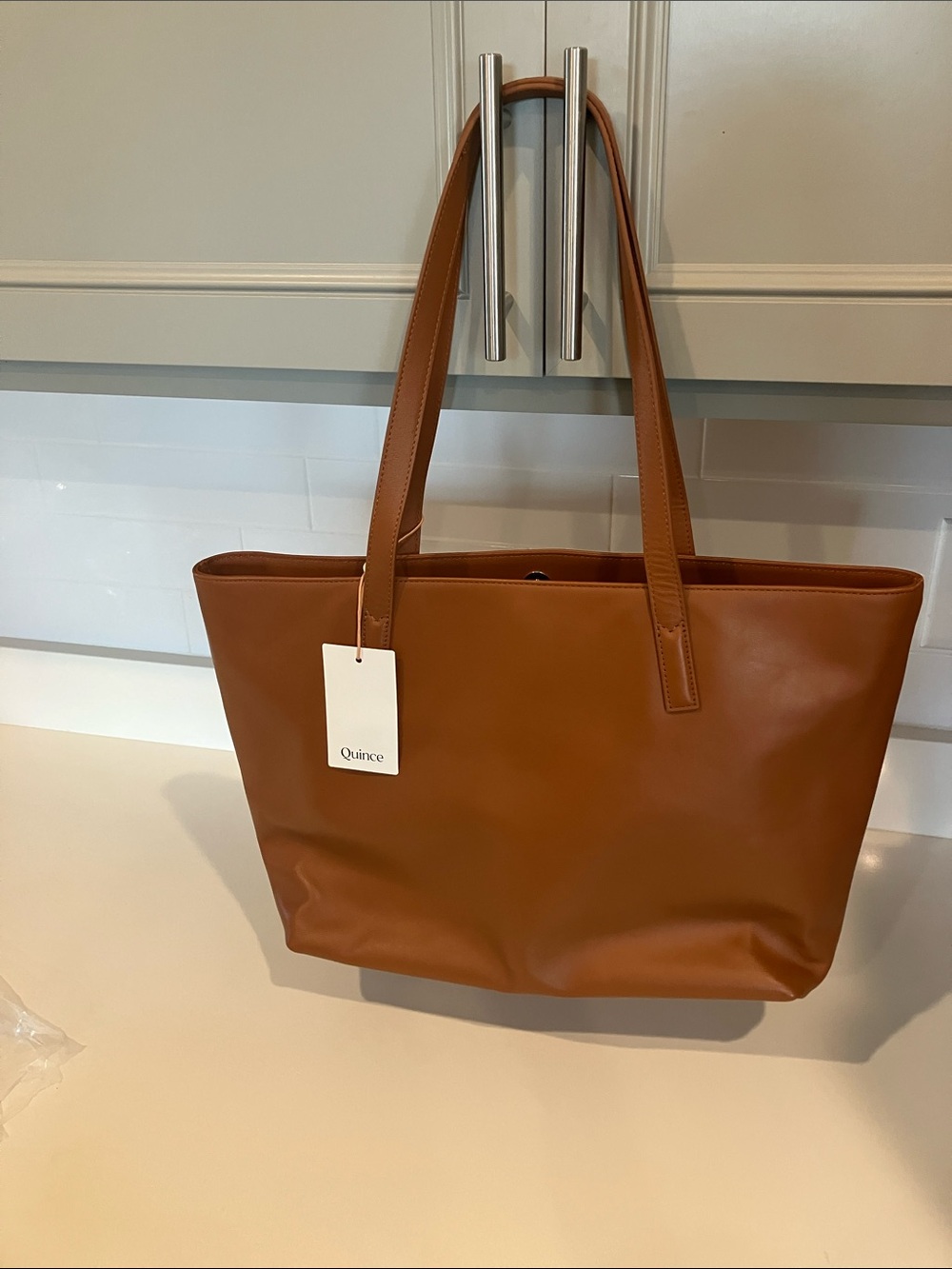 Quince NWT Classic Italian Leather Tote Bag Cognac